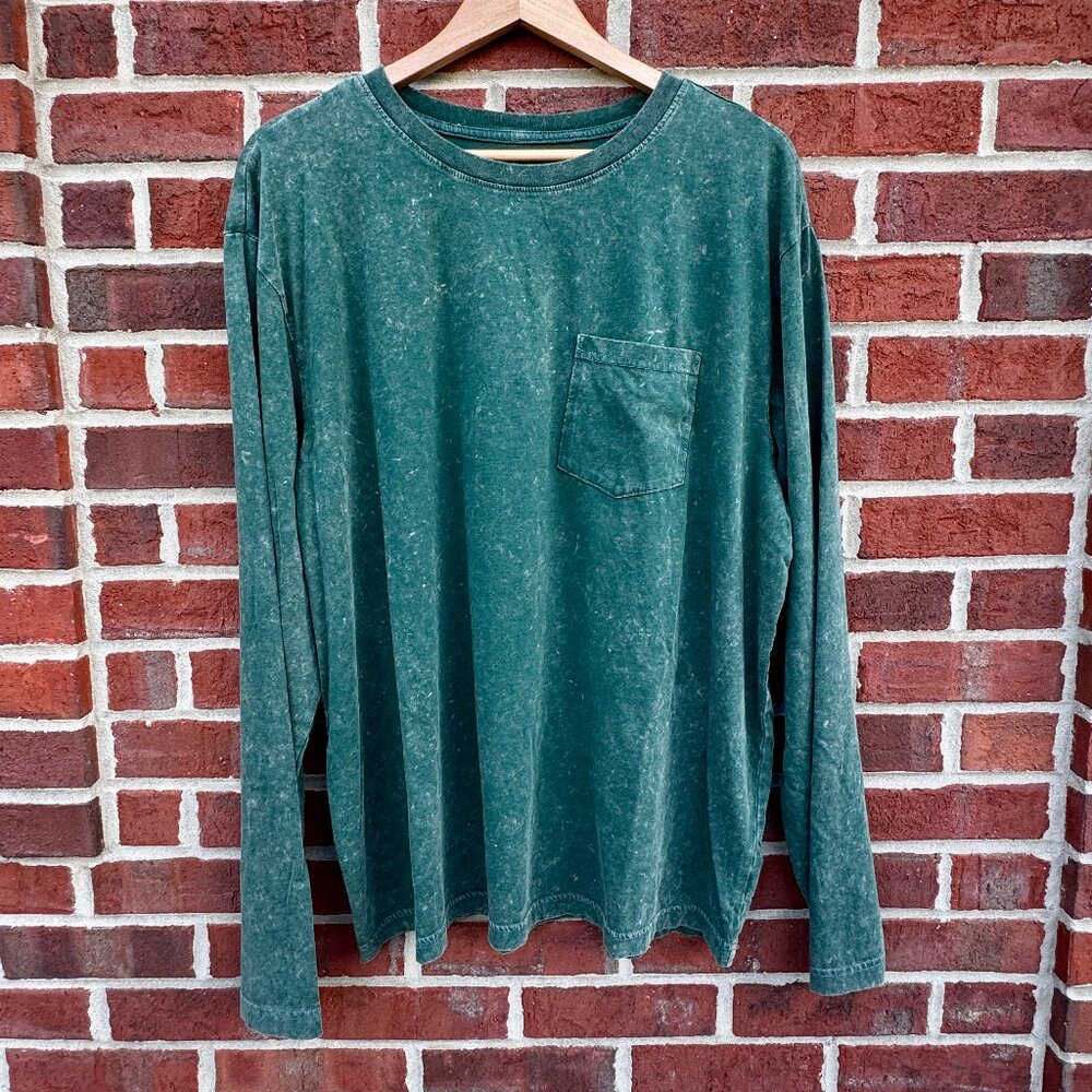 Original Use Mens Pocket Tee XL Green Speckled Long Sleeve